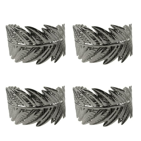 

4pcs Silver Napkin Rings Leaves Shape Napkin Buckles Metal Iron Napkin Holders Dinning Table Tissue Setting Decoration for Party Table