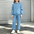 thumbnail image 2 of BXJX Girls Outfit Sets, 2 Piece Long Sleeve Outdoor School Hoodies and Joggers Sets Light Blue Size 10-11 T, 2 of 7