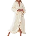 thumbnail image 1 of Premium Womens Plush Soft Robe , Warm, Coral Fleece Bathrobe Milky White L, 1 of 9