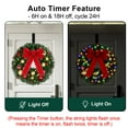 thumbnail image 5 of 24" Christmas Wreath with LED Lights and Ball Ornaments- Artificial Prelit Door Wreath Garland Battery Operated with Remote & Timer & Hanger, 5 of 9