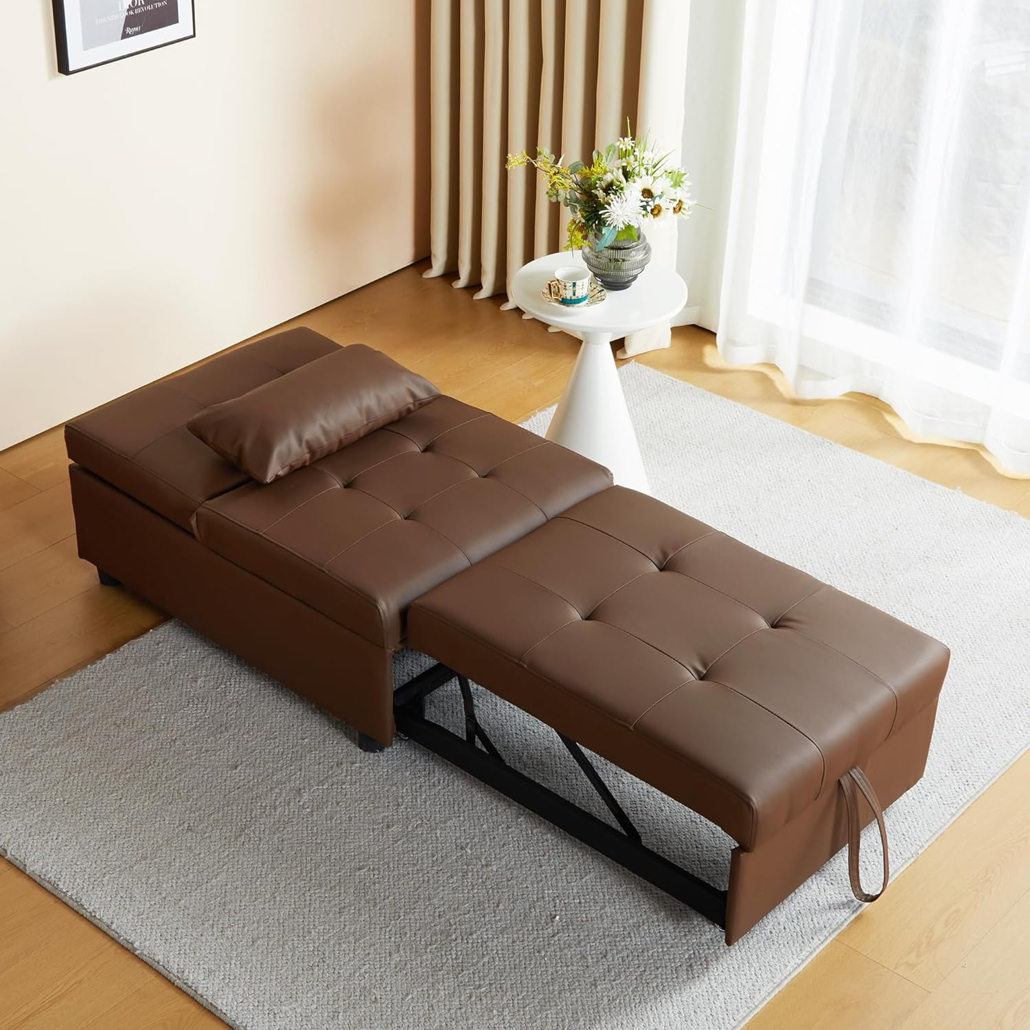 Ottoman Folding Chair Bed Wood Small Recliners For Small Spaces In