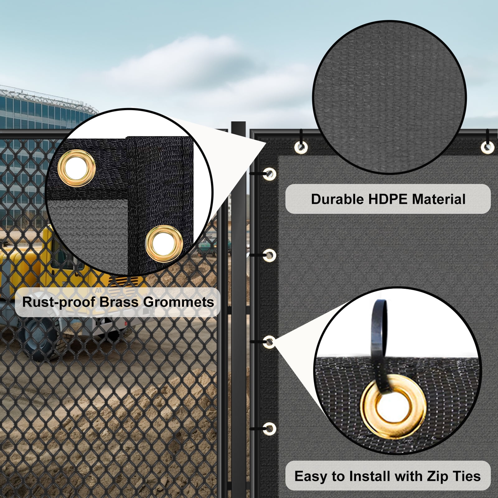 4'X50' HDPE Privacy Fence, Dark Grey