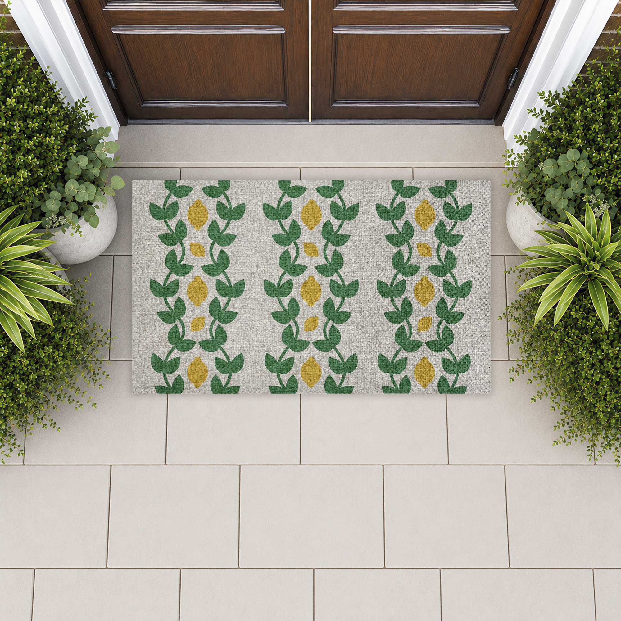 Stupell Industries Vertical Lemon Vines Printed Outdoor Imitation Sisal Floor Mat, design by Lil' Rue
