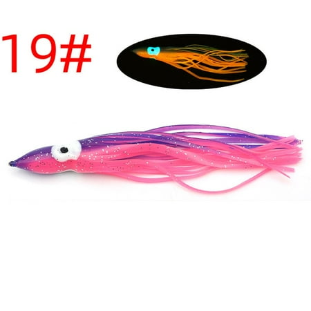 Luminous Octopus Squid Lure Pcs 120mm Rubber Fishing Trout Swing Bait Soft Crankbaits for Saltwater Freshwater 5Pcs Orange