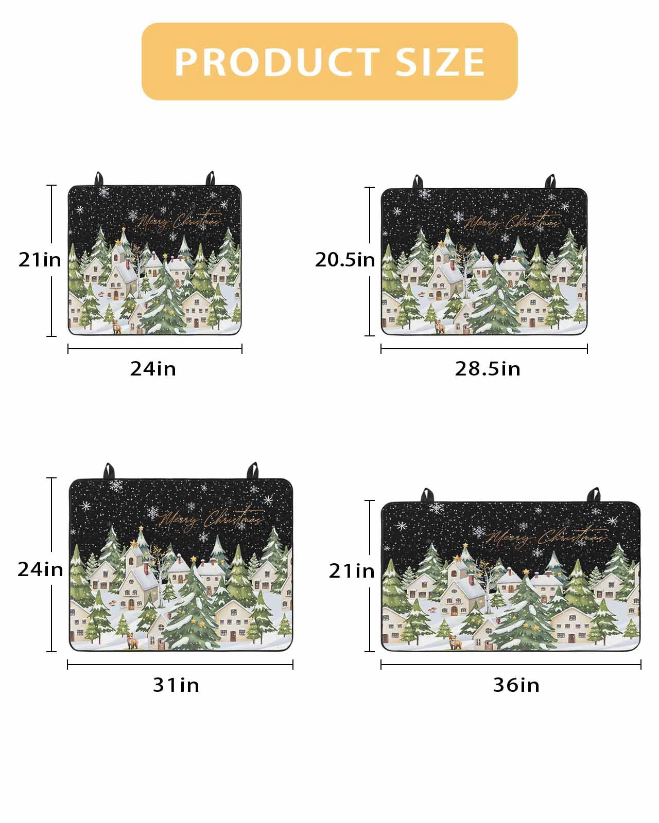 Large Induction Cooktop Protector Mat Christmas Stove Top Covers for Electric Stove, Winter Xmas Trees Snowflakes Country Cabin Black Decorative Stove Burner Cover Mats, Glass Top Stove Cover