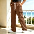 thumbnail image 5 of BVOFAR Cargo Sweatpants for Men Wide Leg Baggy Sweatpants Loose Soft Drawstring Elastic Waisted Pant with Pockets Coffee XL, 5 of 10