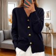 thumbnail image 2 of Women's Classic Fit Sweaters Trendy Heart Button Cardigan Solid Long Sleeve Knit Shirt Jackets Coat, 2 of 6