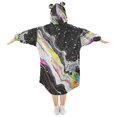 thumbnail image 2 of FORMRS Wearable Blanket Hoodie with Sleeves for Kids Cozy Flannel Sweatshirt, Colorful White, 2 of 7
