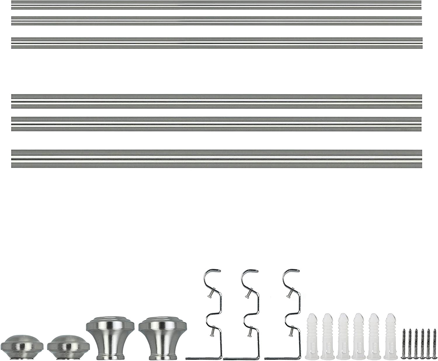 eTeckram 1" Double Curtain Rod with Trumpet Finials - 84''to 120'',Sand Nickel