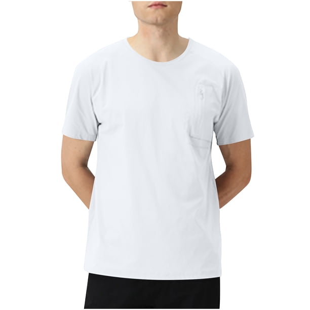 Manga Corta de Verano Tops de la Moda Casual de los Hombres de Color Sólido Solapa Top Camiseta Cuello Redondo, Camiseta Casual Ligera