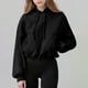 thumbnail image 2 of Top de encaje color crema,Sudadera ligera para mujer, estilo informal de manga larga, mezcla de poliéster y elastano, cuello redondo, ideal para estar en casa, sopatenor, 2 of 9