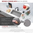 thumbnail image 4 of Stylish Dual Mount 32" Gray Composite Granite Single Bowl Kitchen Sink with 4 accs S-832WL, 4 of 15