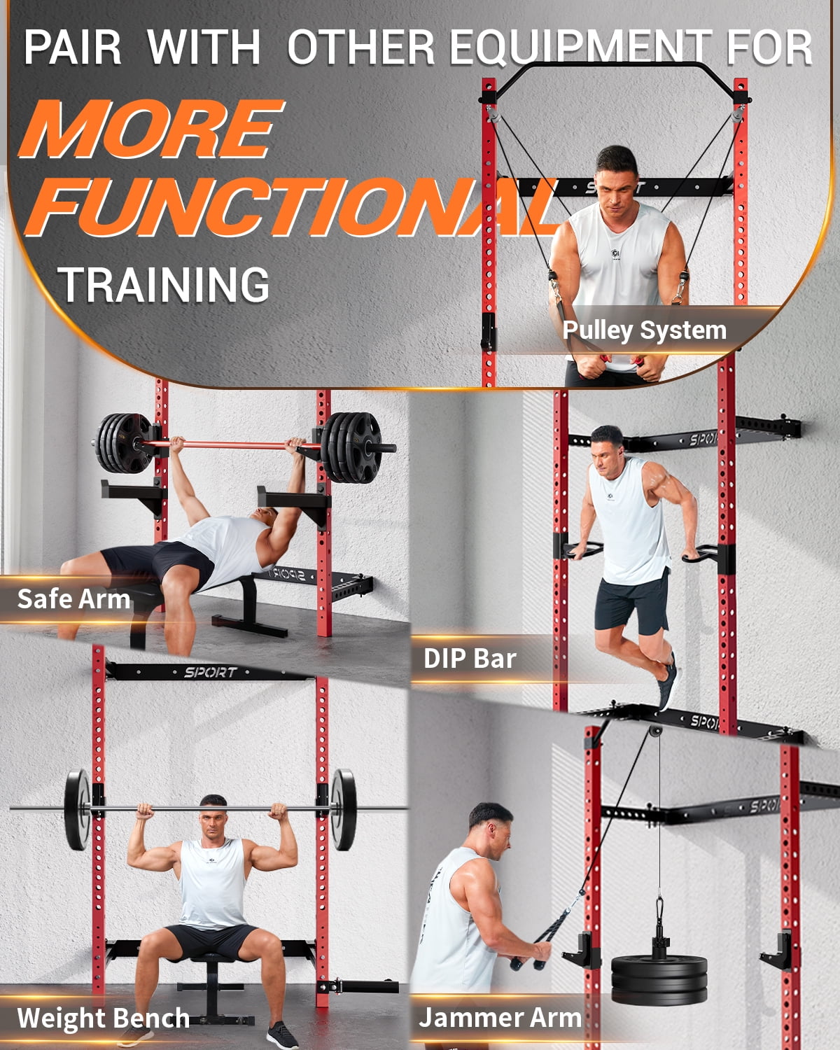 Garvee Folding Power Rack with 1000 lb Capacity, Wall Mounted