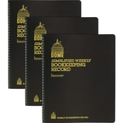 Dome DOM600 Bookkeeping Record Book Weekly 128 Pages 9 x11 Inches, Brown / 3 Pack
