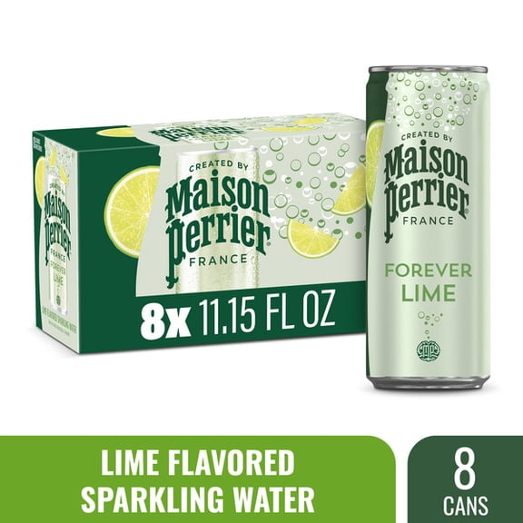 Maison Perrier Forever Lime Flavored Sparkling Water – 8 Pack, 11.15 fl oz Cans – Refreshing Lime Carbonated Beverage, Zero Calories