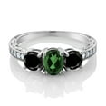 thumbnail image 2 of Gem Stone King 2.02 Ct Oval Emerald Envy Mystic Topaz Black Diamond 925 Sterling Silver Moissanite Ring (Size 7), 2 of 4