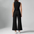 thumbnail image 4 of Hpapadks Womens Loungewear Set Summer 2 Piece Outfits Solid Mock Neck Sleeveless Tank Top Wide Leg Pants Tracksuits for Women Set, 4 of 6