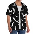 thumbnail image 2 of PAYOHTO Bats on Black Mens Hawaiian Casual Short-sleeved Shirt Tropical Summer Beach Button Down Shirts, 2 of 7