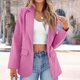 thumbnail image 4 of Blazer informal de negocios para mujer, chaqueta de trabajo de manga larga con abertura frontal y hombreras, moda de otoño 2024, 4 of 9