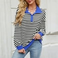 thumbnail image 6 of biudgviw Womens Fashion Sweatshirt Trendy V Neck Collared Printed Pullover Shirts Lounge Long Sleeve Oversized Sweatshirt, 6 of 6