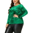thumbnail image 4 of MODA NOVA Juniors Plus SIze Crew Neck Long Sleeves Fashion Velvet Top, 4 of 6