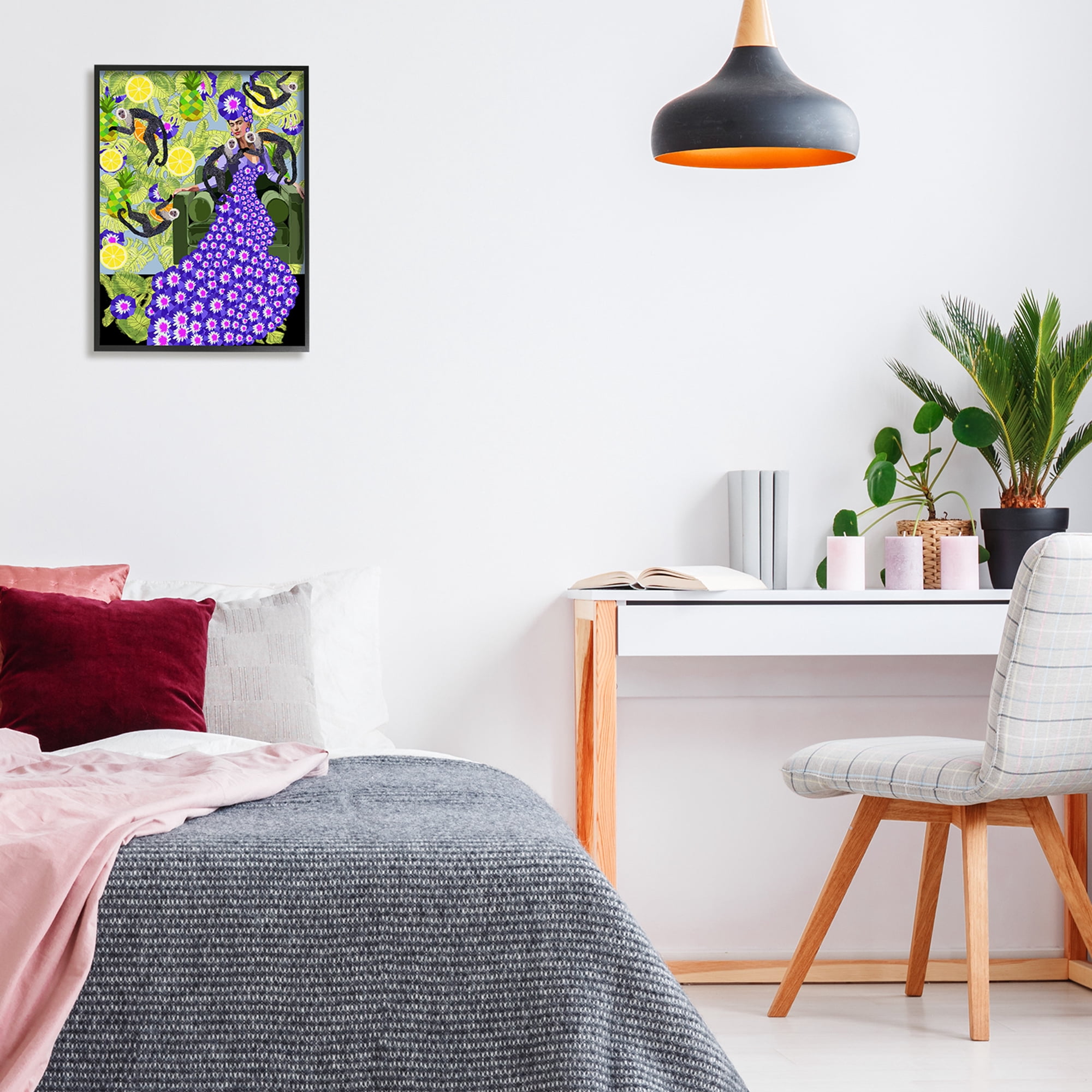 Stupell Industries Abstract Dress Frida Fashion Flower Pattern Botanical Monkeys , 16 x 20, Design by Lynnda Rakos
