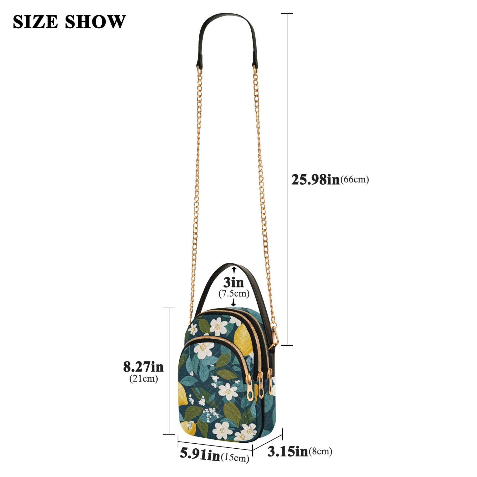 FORMRS Crossbody Bag for Women Quilted Travel Shoulder Cell Phone Purse with Chain Strap Handbag, Green Lemon Leaves