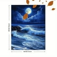 thumbnail image 3 of Ocean Wave Under Moonlight Decorative Painting/Canvas Art， Suitable for Living Room， and Gallery Walls. Full Moon Sea Wave Decor Art Painting., 3 of 8