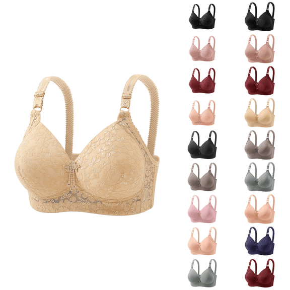 Ahuyic Womens Bra,Summer Plus Size Bra,Womens Bra Soild Color Underwear Bra Everyday Underwear,Blue,M