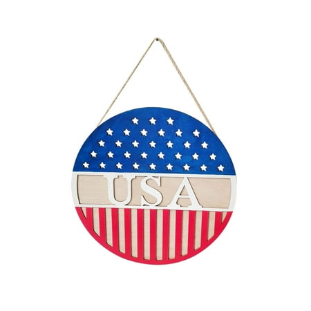 

Home Decor Wall Wall Decor Wall Hanging Independence Day Wooden Hanging Crafts Independence Day Home Holiday Decorations Flag Door Pendant A