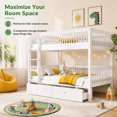 thumbnail image 3 of DTTRA Twin over Twin Convertible Bunk Bed with 2 Storage Drawers & Safety Handrails, White, 3 of 8