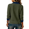 thumbnail image 4 of Tops for Women Cotton Waffle Knit Long Sleeve Top Button Patchwork Pullover Casual Loose Tunic, 4 of 5