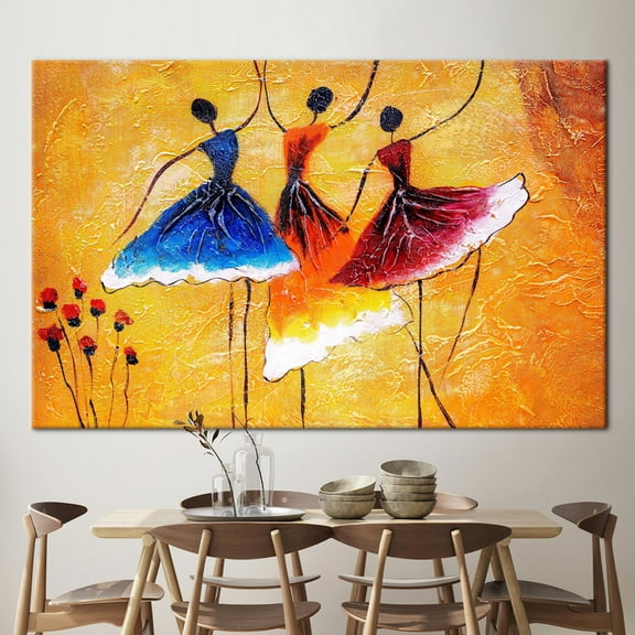 Dancers Artwork, Black Woman Art Canvas, Modern Art, Dancers Women Art, Ballet Art, Oil Painting Print, Ballerina Canvas Art, Canvas Wall Decor - Rolled Canvas
