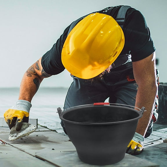 STOBOK Premium Black Gardening Bucket with Portable Handle Multi Use Storage for Construction