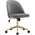 thumbnail image 3 of DUHOME Cute Armless Home Office Chair，Swivel Desk Chair Velvet Upholstered Chair Rolling Computer Chair with Backrest Golden Base，Adjustable Vanity Chair with Wheels for Teens Adults，Grey, 3 of 8