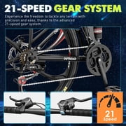 Marknig 26 Inch Folding Mountain Bike, 21 Speed Full Suspension High-Carbon Steel MTB Foldable Bicycle, Dual Disc Brake Non-Slip Folding Bikes for Adults, Black
