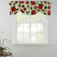 thumbnail image 2 of Tie Up Valances for Windows, Sage Green Strawberry Adjustable Valance Curtains Window Treatment for Living Room, Spring Floral Watercolor Summer Botanical Rod Pocket Kitchen Curtains 42x18 Inch, 2 of 9