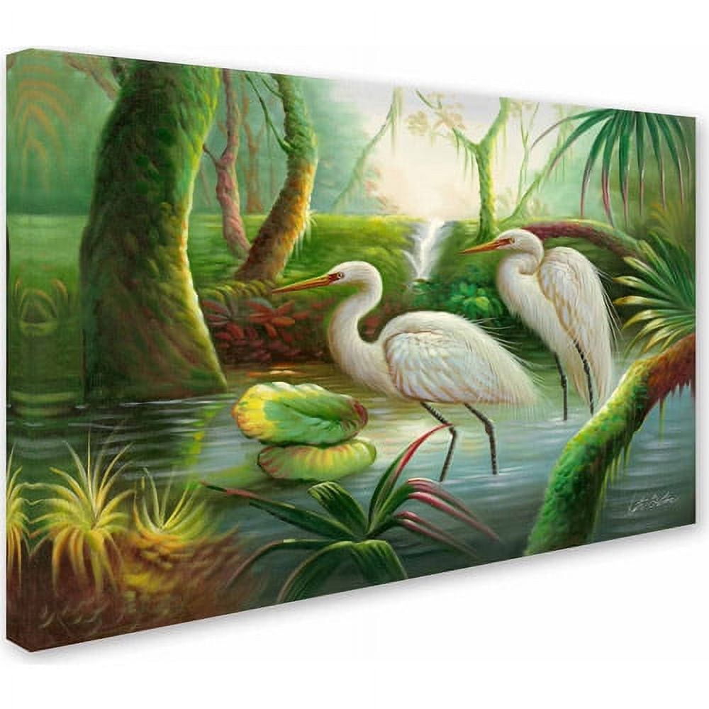 Trademark Fine Art "Two Herons" Canvas Art by Victor Giton