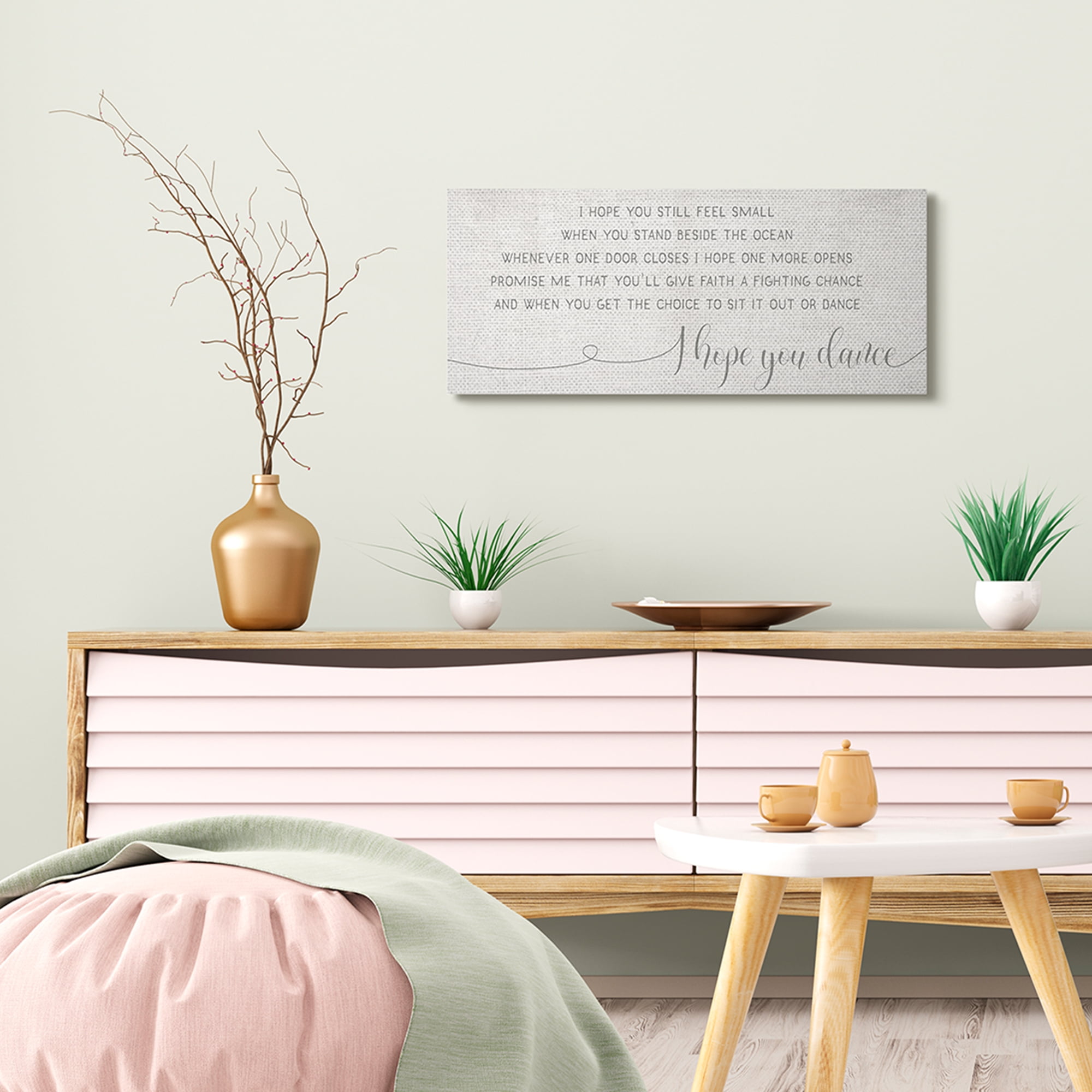 Stupell Industries Faith Fighting Chance Phrase Romantic Dance Quote Inspirational Painting Gallery Wrapped Canvas Art Print Wall Art, 13 x 30