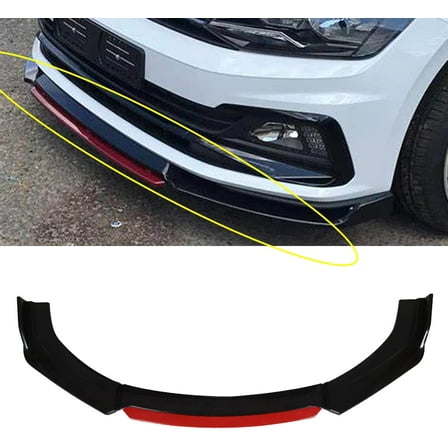 EPOTOOR Universal Car Front Bumper Lip Spoiler Splitter Black and Red 2 Layer Lip Matte Glossy
