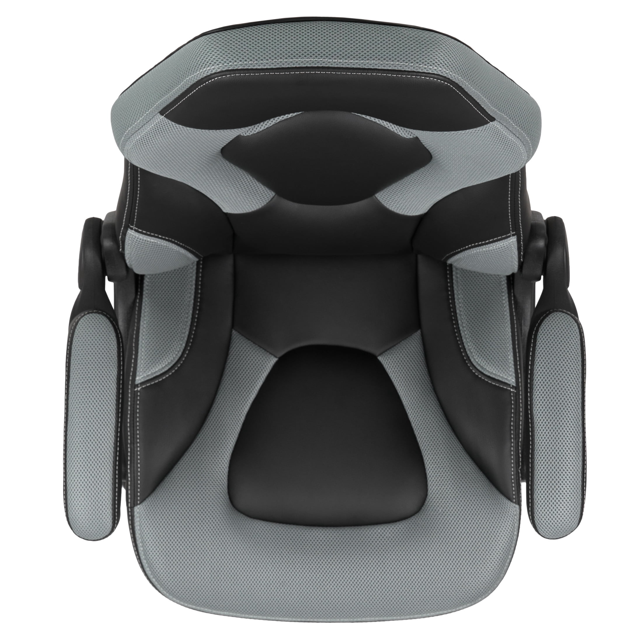 Emma + Oliver Gaming Racing PC Chair with Flip-up Arms, Gray/Black LeatherSoft