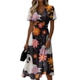 thumbnail image 2 of Halloween Dresses for Women Pumpkin Ghost Short Sleeve Spooky Dress V Neck Funny Cute Dresses, 2XL, 2 of 5
