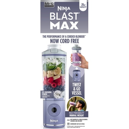 Ninja Blast MAX 20-Oz Portable Personal Blender, Twist & Go Vessel, Smoothie, Frozen Drinks, Ice Crush, BC200LD Lavender NEEDS CLEANING