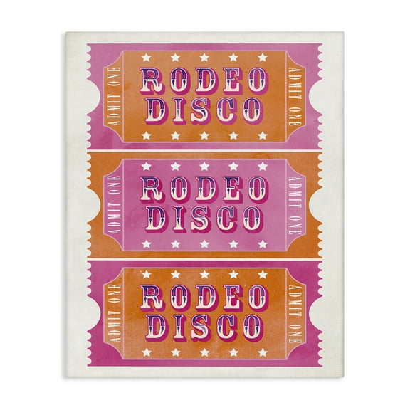 Stupell Industries Rodeo Disco Ticket Stubs Quotes and Sayings Painting Wrapped Canvas Canvas Art Print Wall Art, 16 x 20