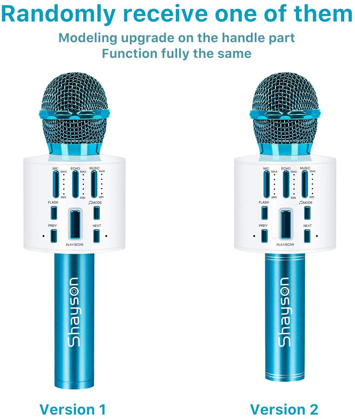 Shayson Wireless Karaoke Microphone Karaoke Mic Portable Karaoke Player Machine for Home Party Music Singing Playing for iPhone/Android/iPad/PC Blue Kids Adults Microphone with Bluetooth Speaker 