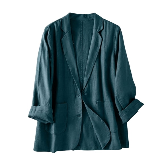 Levmjia Women's Lightweight Casual Blazer Long Sleeve Button Down Suit Jacket with Pockets Office Work Coat Solid Color Relaxed Fit Cardigan for Spring Autumn Daily Wear