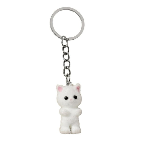 Llavero con forma de gato y gatito, creativo, divertido y novedoso, para mochila. Blanco