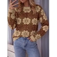 thumbnail image 3 of PRETTYGARDEN Women's Floral Crewneck Sweater Knit Pullover Loose Fit, Chunky Knit Sweaters Tops, Dressy Casual Work Vacation Holiday Outfits, Womens Fall Fashion, Winter Clothes, 3 of 9