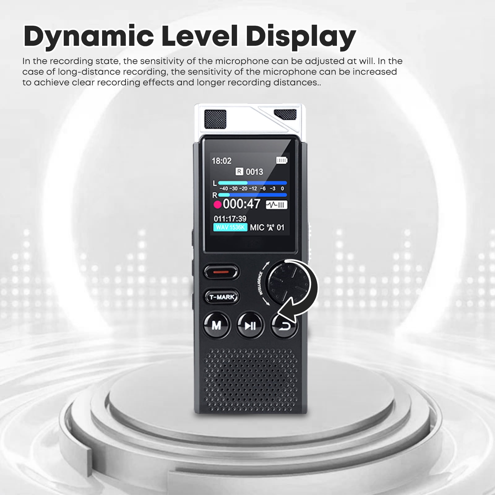 Professional 264GB WUCOTC Digital Voice Recorder - Voice Activated Recorder for Lectures Meetings - 18000 Hours Recording Device with Playback, MP3 Player, Password Protection, Variable Speed., Black