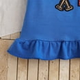 thumbnail image 6 of Toddler Girl Outfits 2 Piece Cartoon Print Crew Neck Ruffles T Shirt Short Sleeve Tops And Shorts Casual Baby Girls' Clothing Sets Blue 18 Months-24 Months, 6 of 8